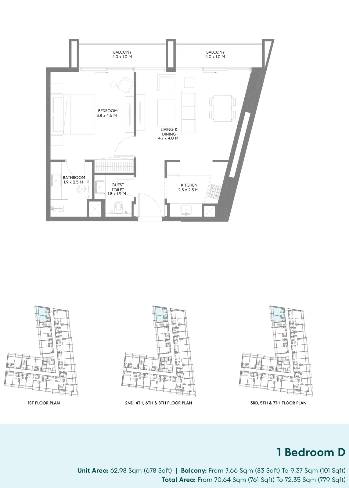 Floor plan for 1 Bedroom D