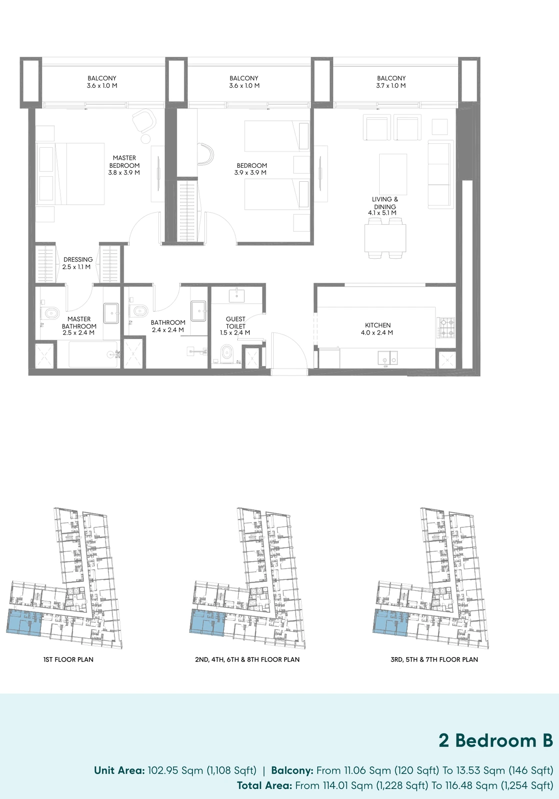 Floor plan for 2 Bedroom B