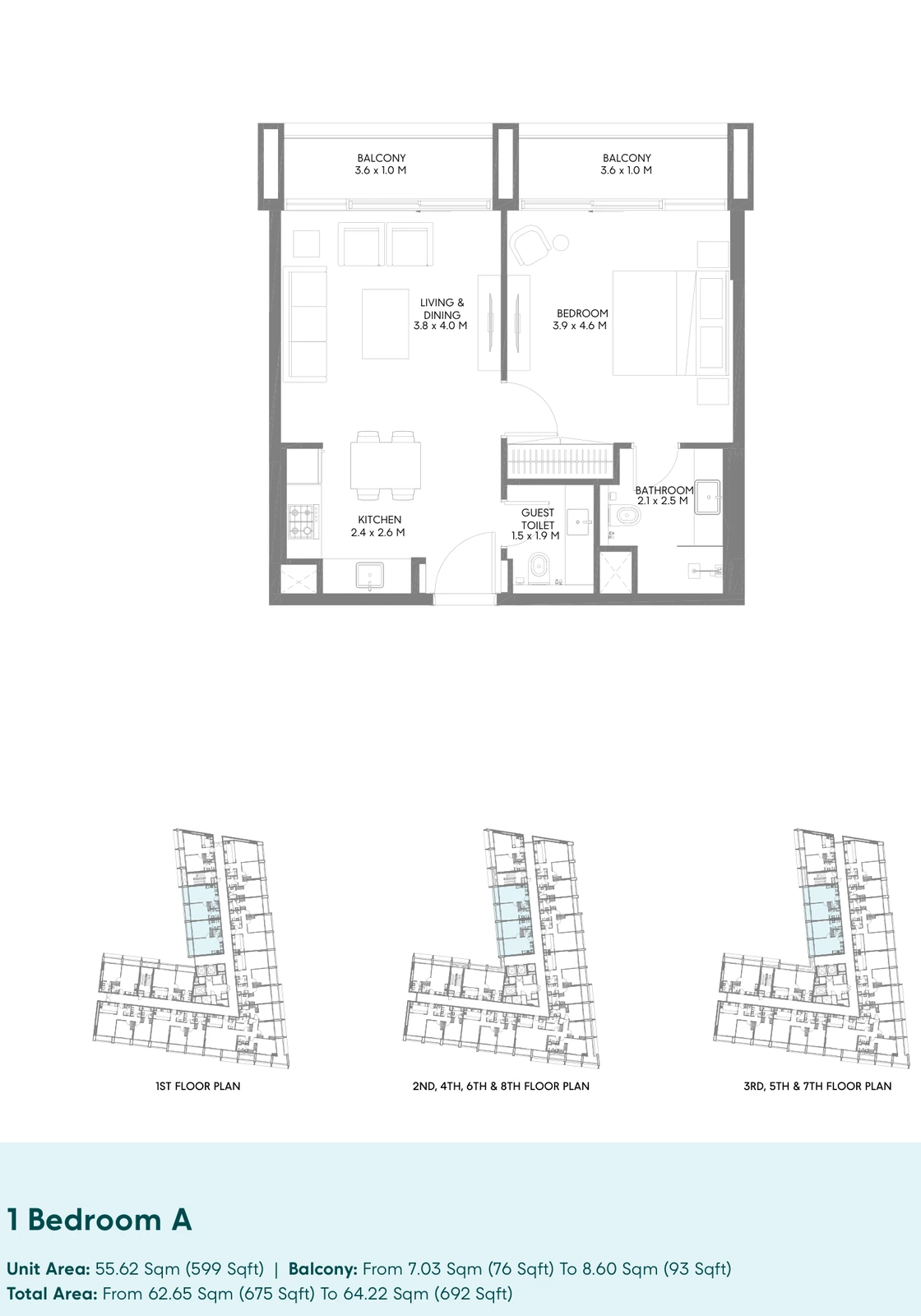 Floor plan for 1 Bedroom A
