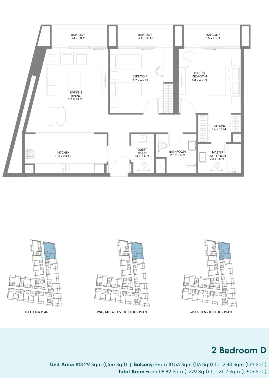 Floor plan for 2 Bedroom D