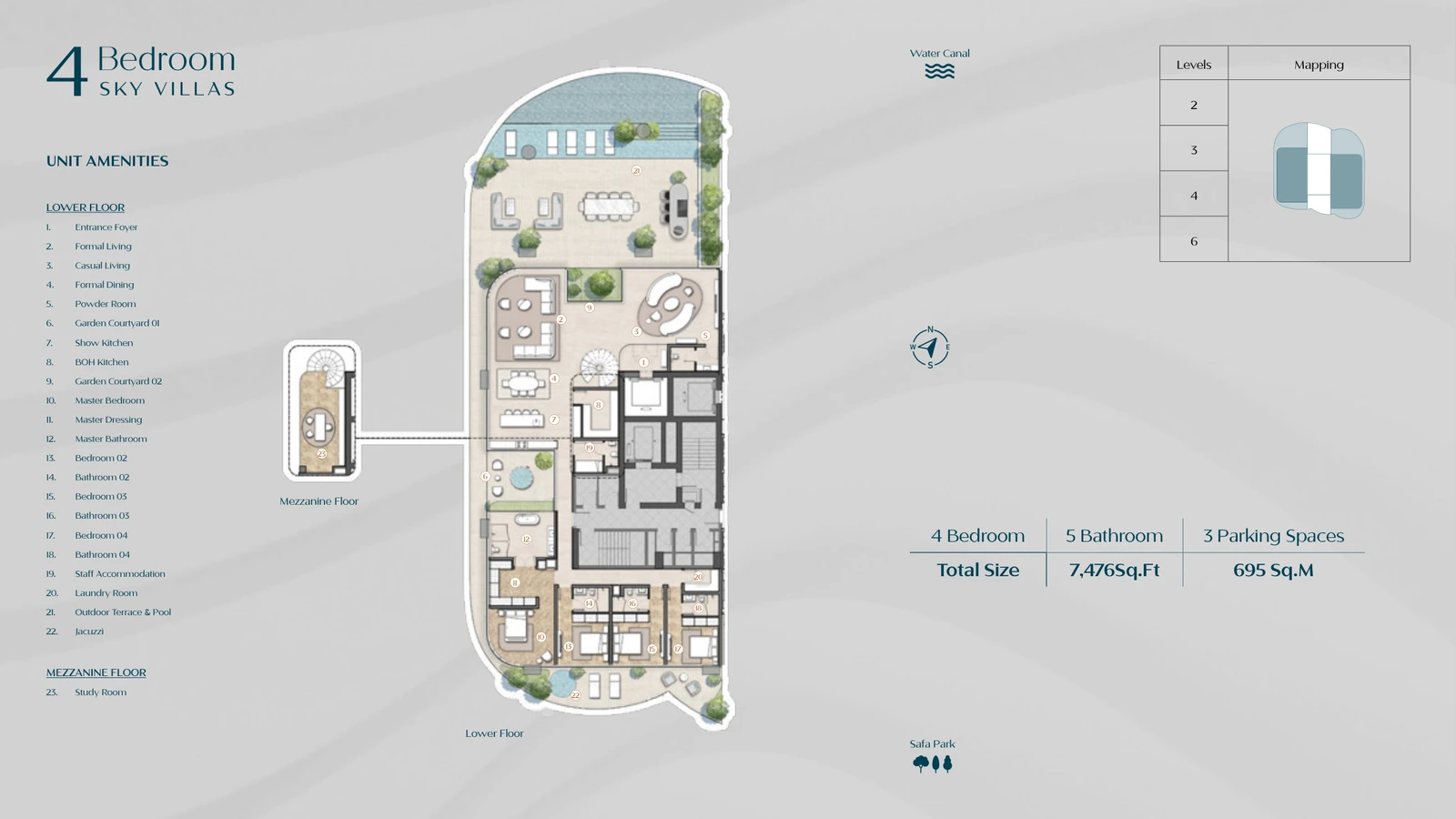 Floor plan for 4 Bedroom Sky Villa