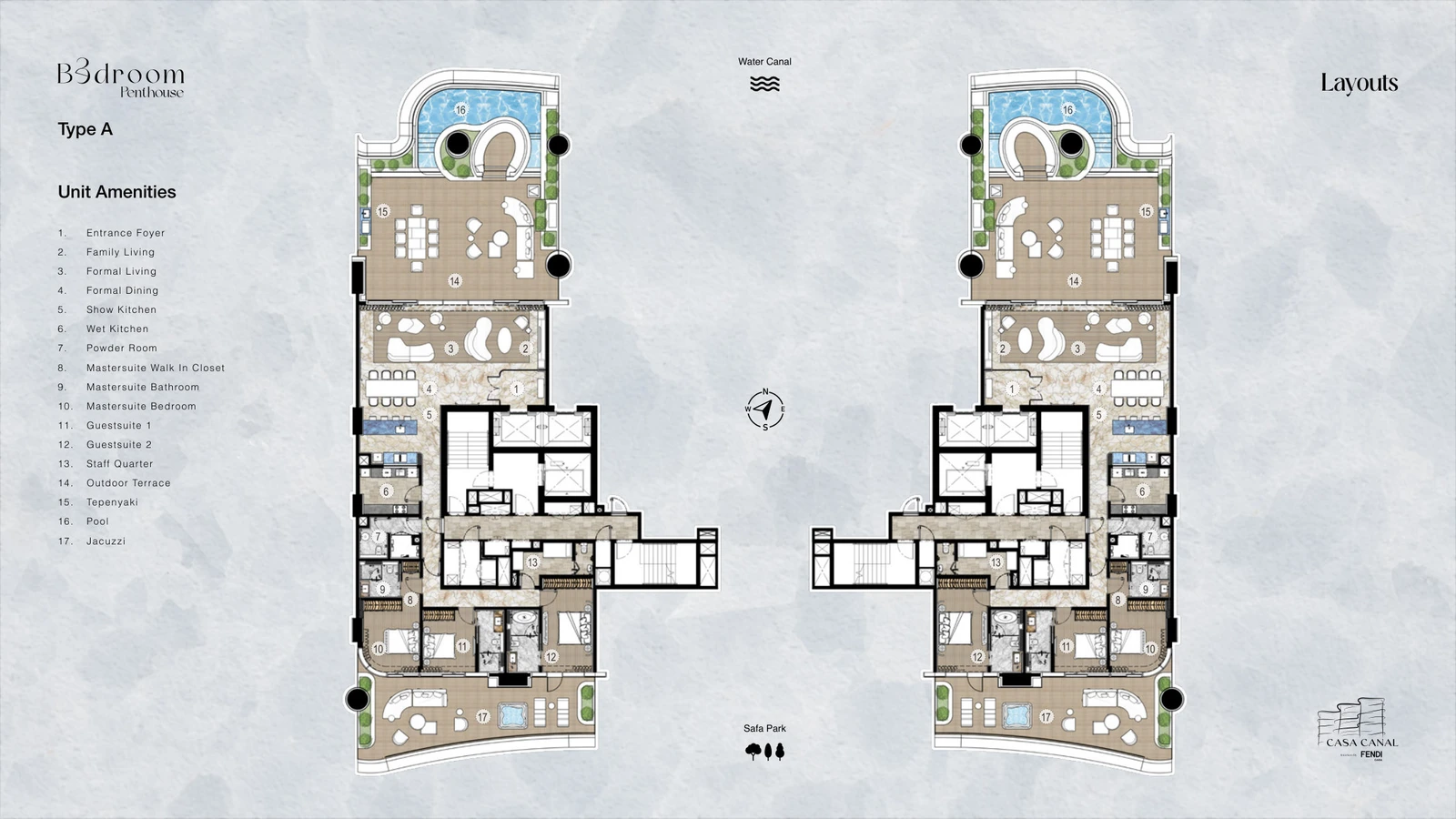 Floor plan for 3 Bedroom Penthouse - Type A