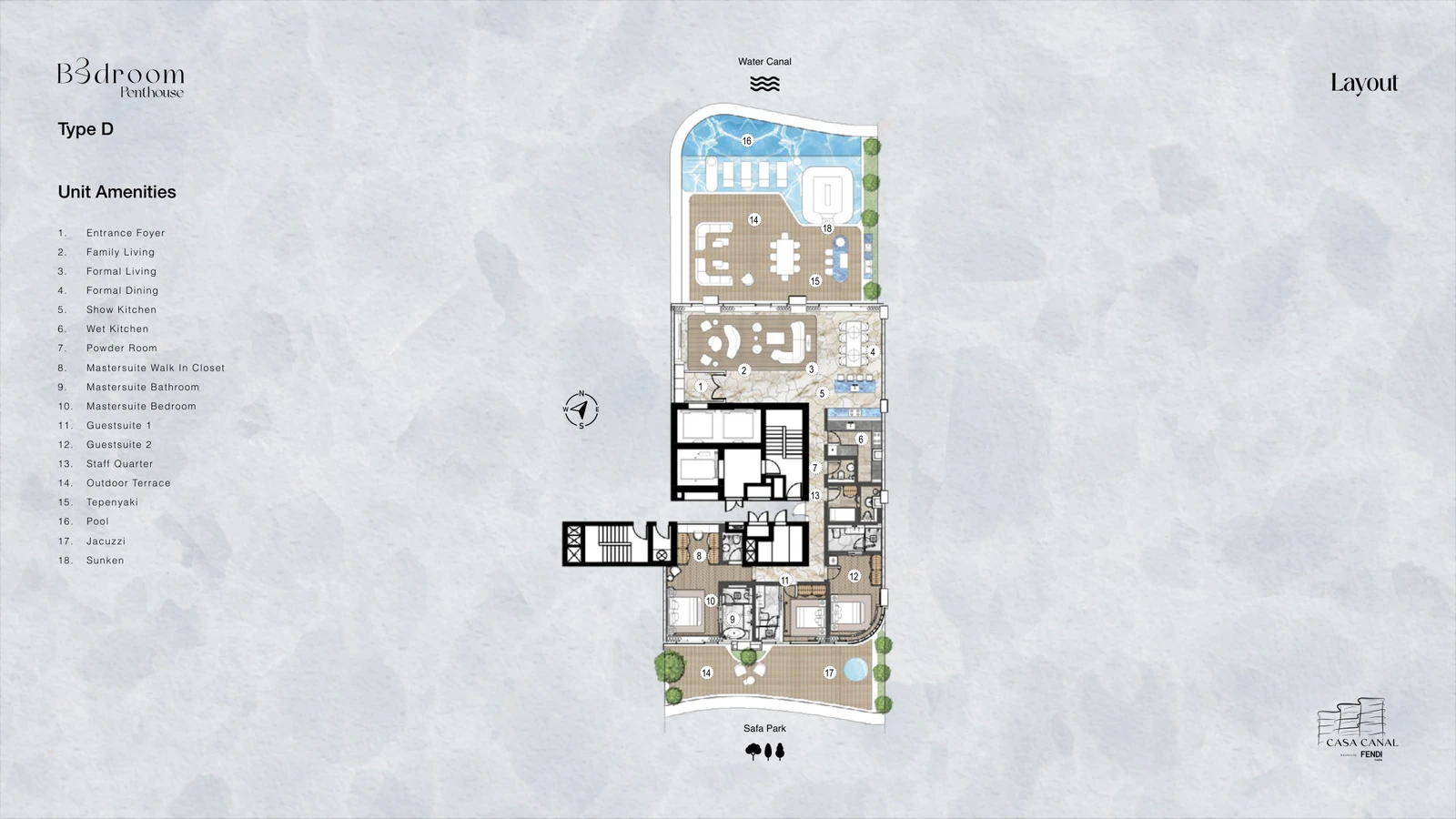 Floor plan for 3 Bedroom Penthouse - Type D