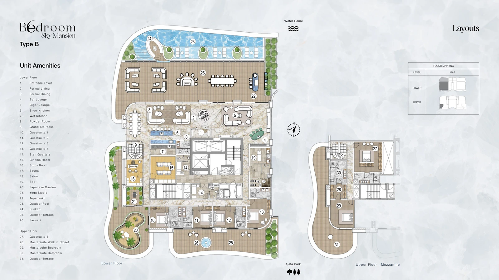 Floor plan for 6 Bedroom Sky Mansion - Type B