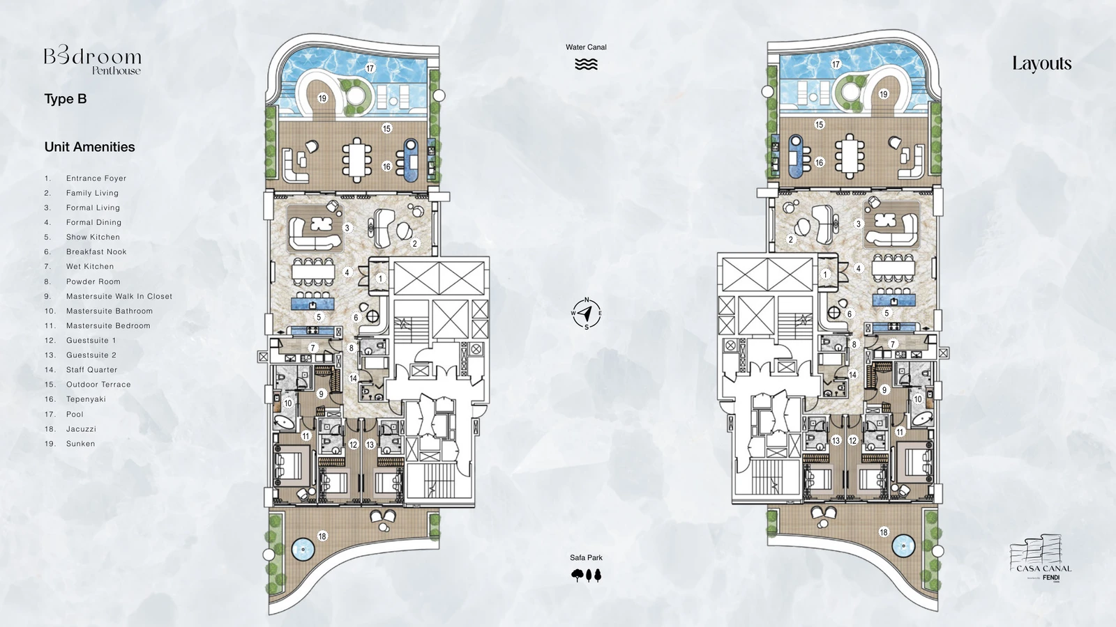 Floor plan for 3 Bedroom Penthouse - Type B