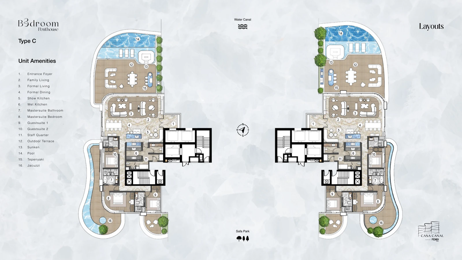 Floor plan for 3 Bedroom Penthouse - Type C
