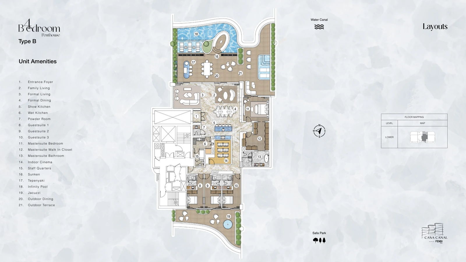 Floor plan for 4 Bedroom Penthouse - Type B