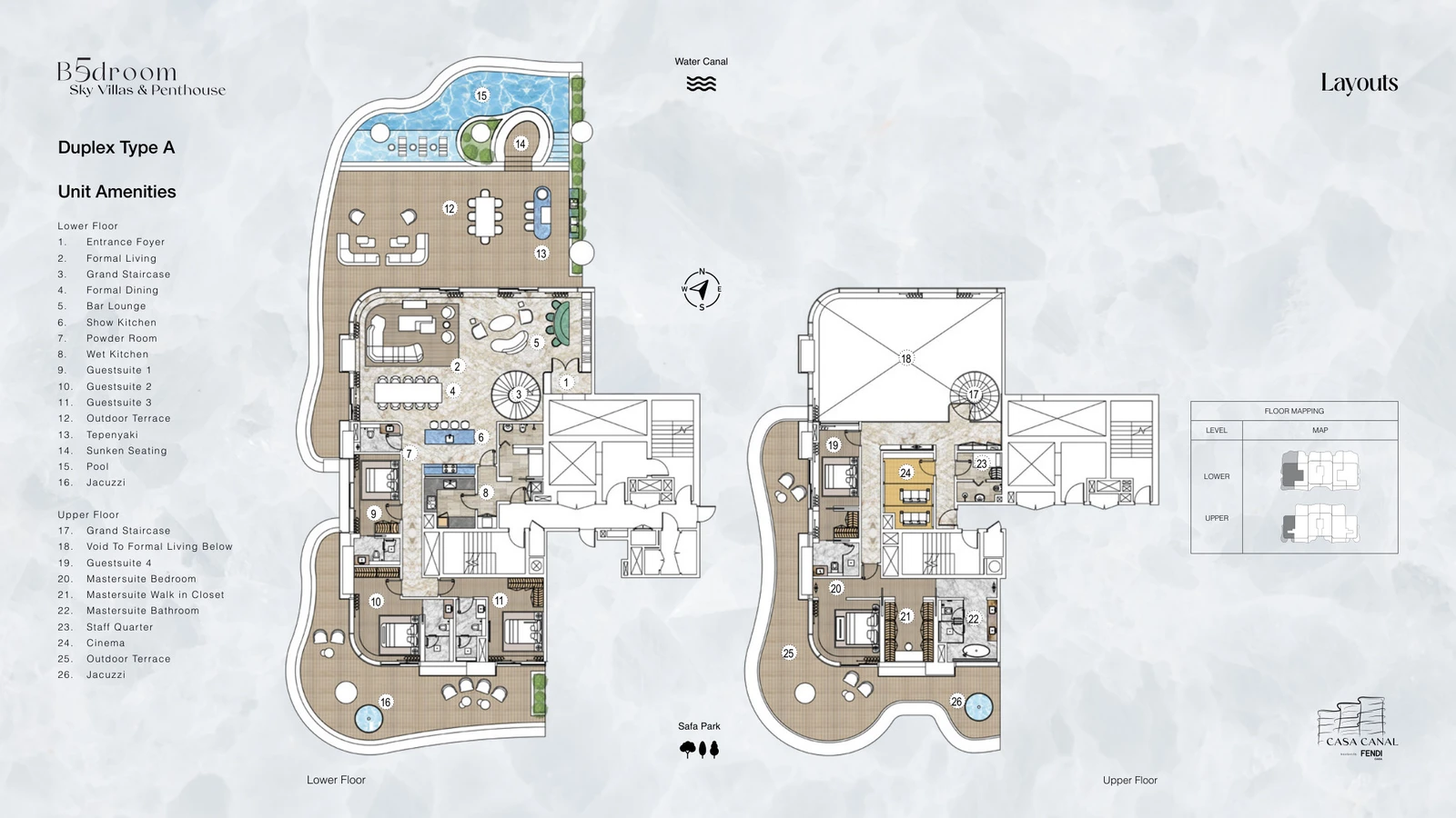 Floor plan for 5 Bedroom Sky Villa - Duplex Type A