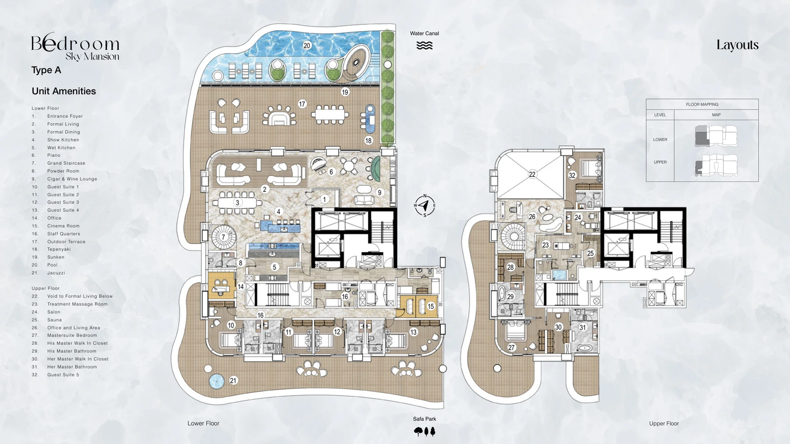 Floor plan for 6 Bedroom Sky Mansion - Type A