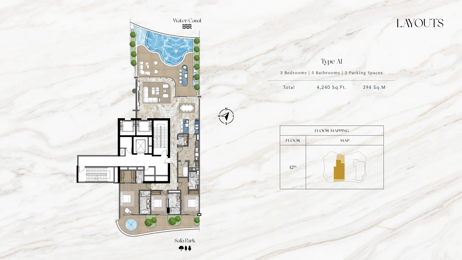 Floor plan for 3 Bedroom Penthouse - Type A1