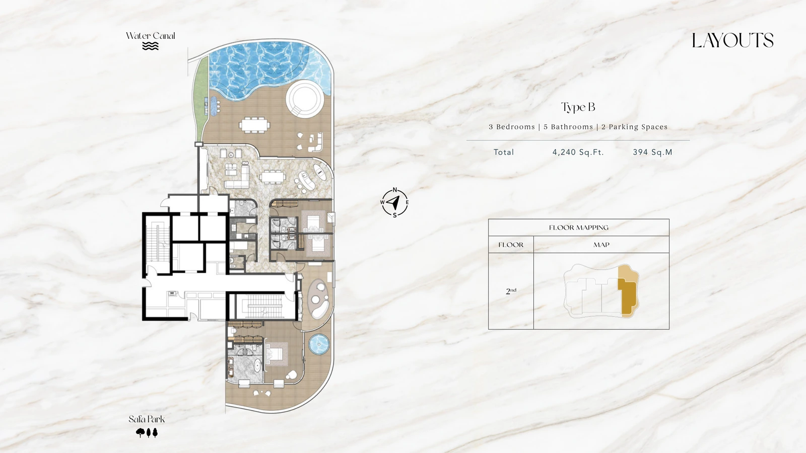 Floor plan for 3 Bedroom Penthouse - Type B