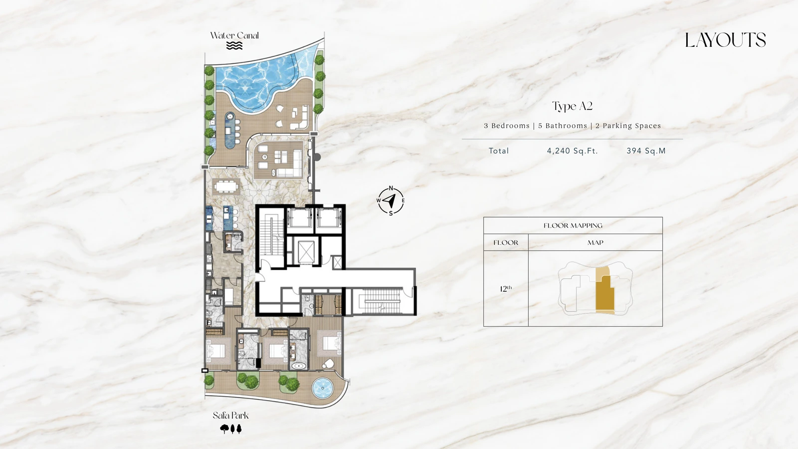 Floor plan for 3 Bedroom Penthouse - Type A2
