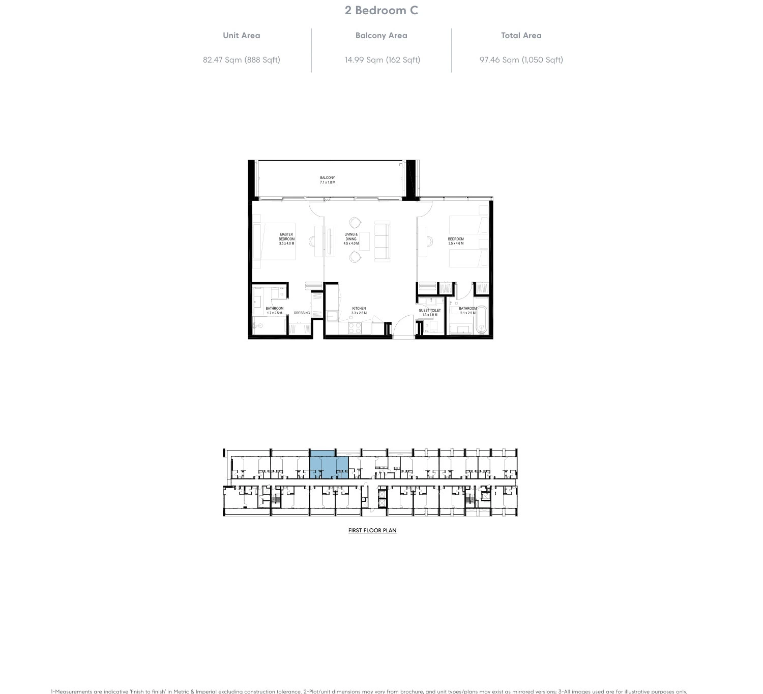 Floor plan for 2 Bedroom - Type C