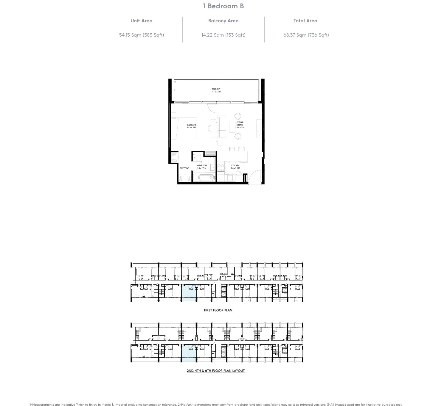Floor plan for 1 Bedroom - Type B