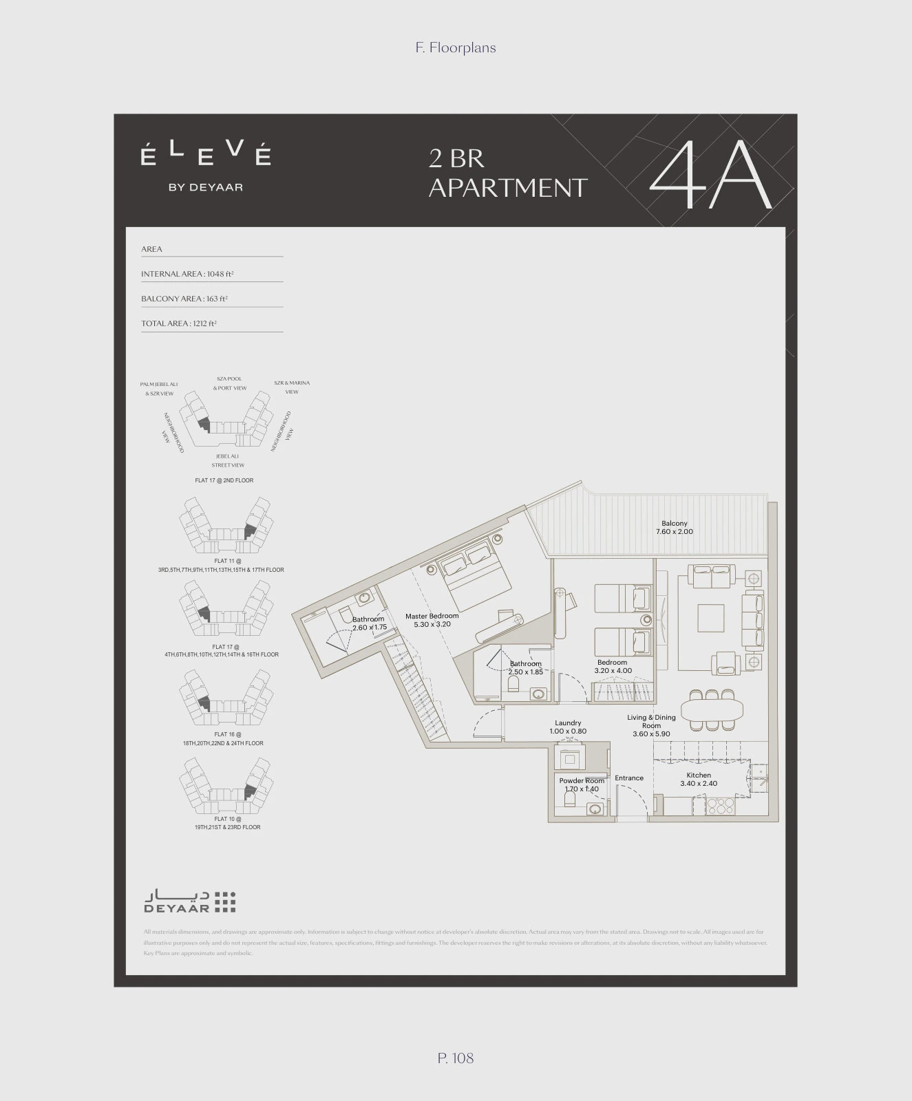 Floor plan for 2 Bedroom – Type 4A