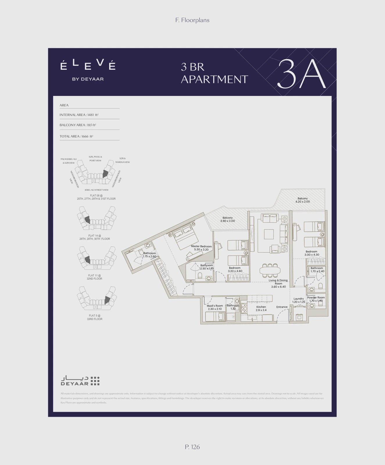 Floor plan for 3 Bedroom – Type 3A