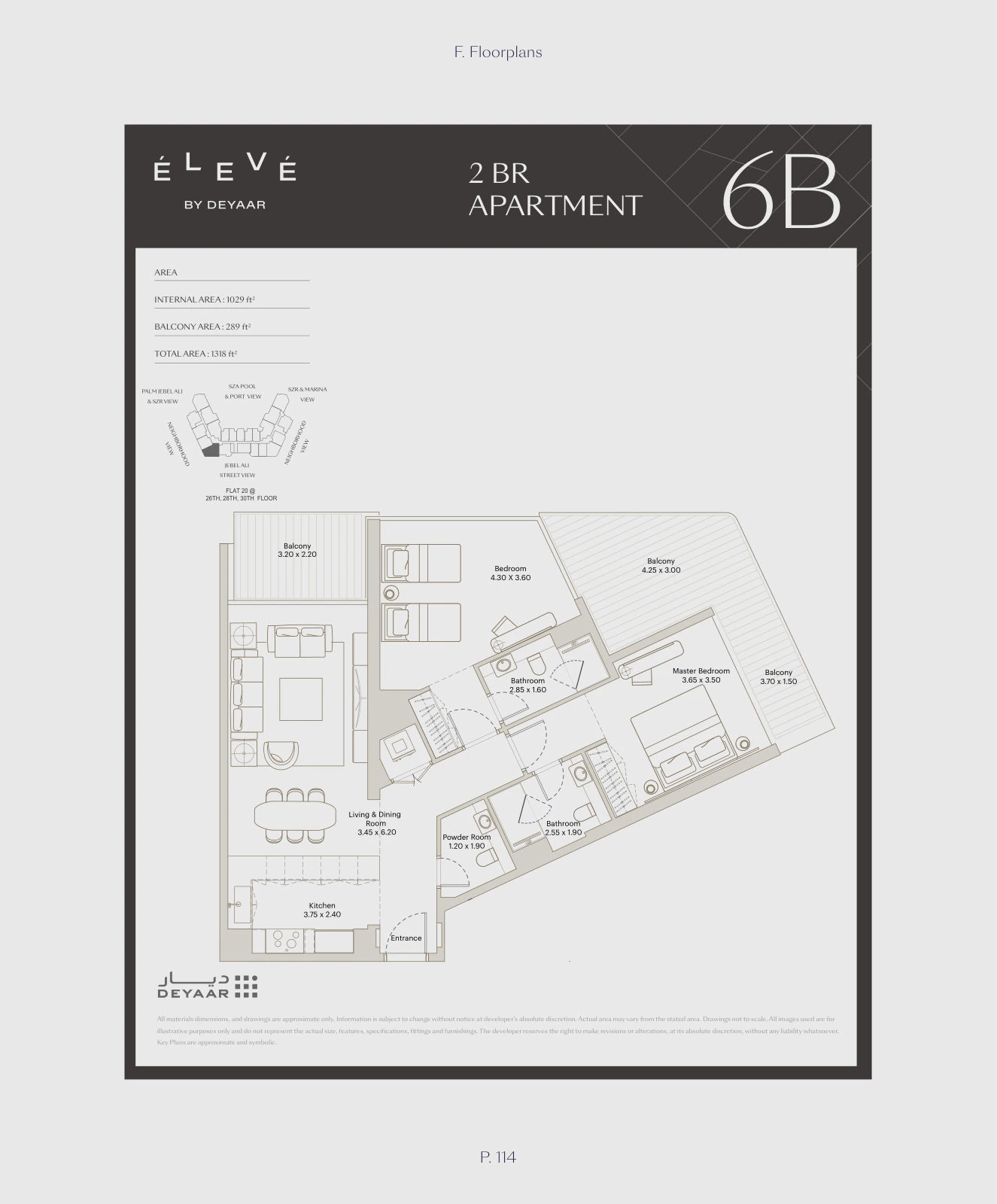Floor plan for 2 Bedroom – Type 6B
