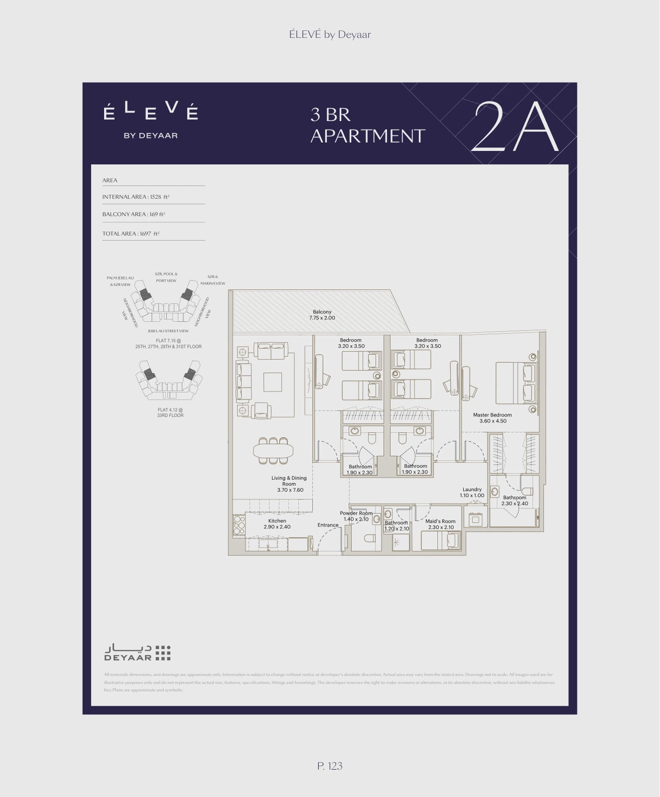 Floor plan for 3 Bedroom – Type 2A