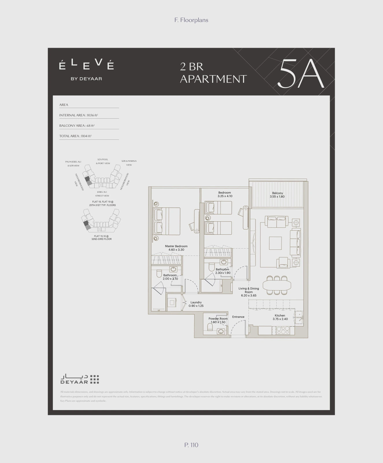 Floor plan for 2 Bedroom – Type 5A