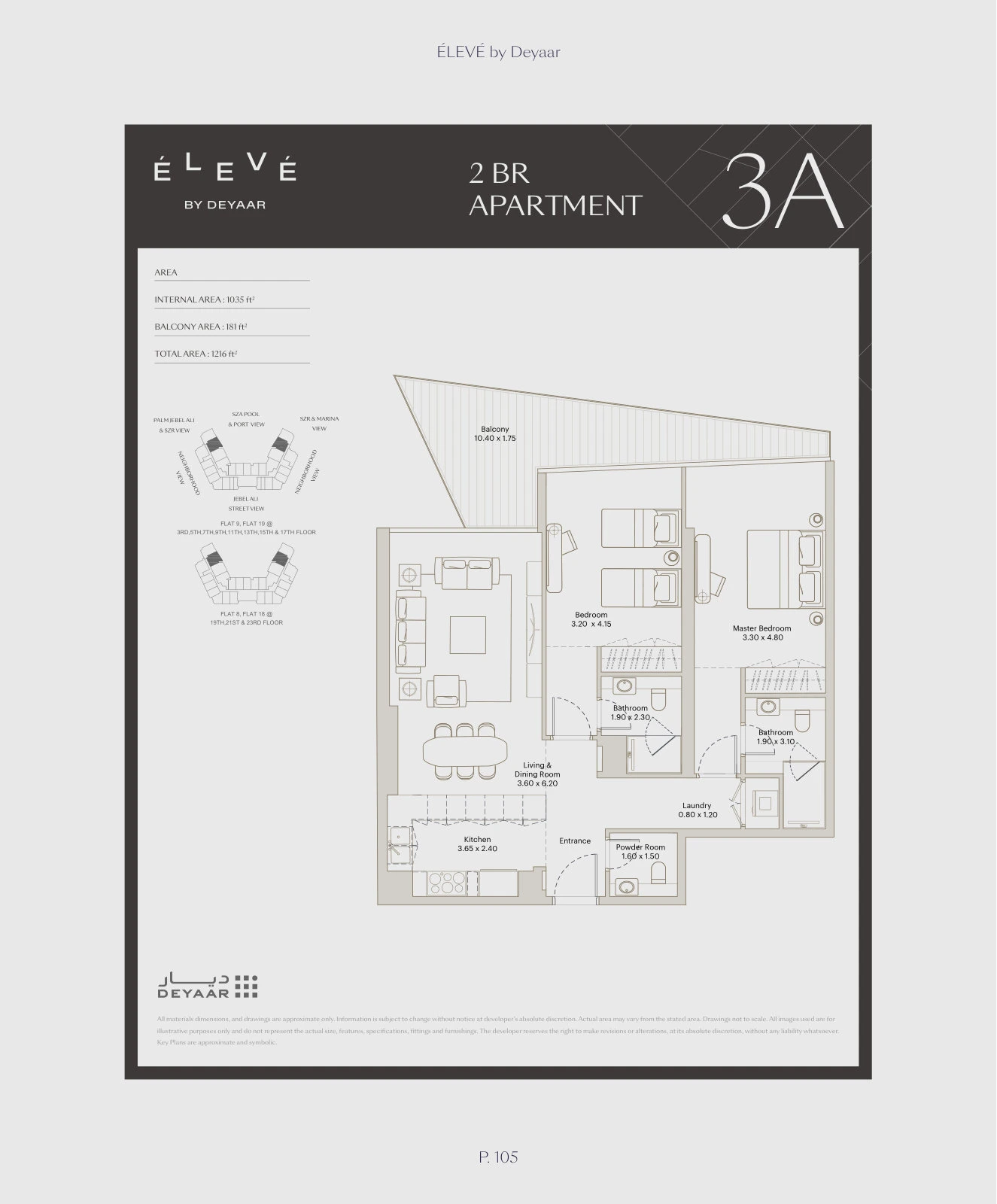 Floor plan for 2 Bedroom – Type 3A