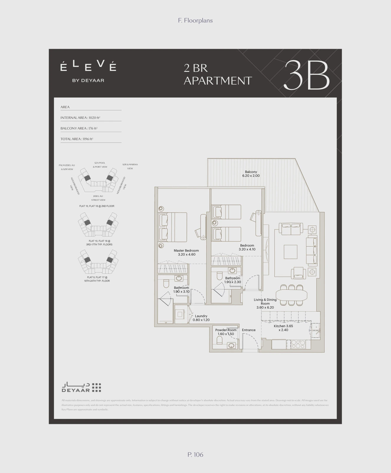 Floor plan for 2 Bedroom – Type 3B