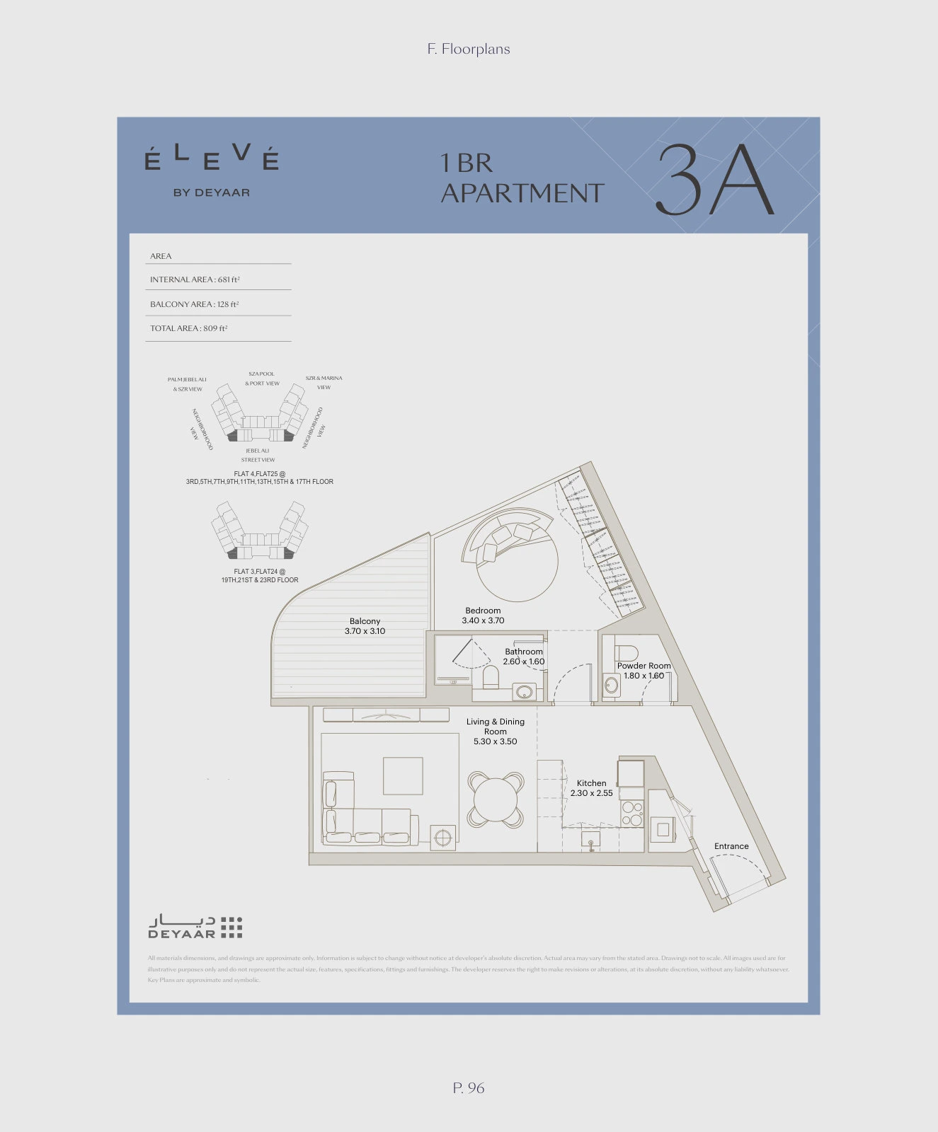 Floor plan for 1 Bedroom – Type 3A