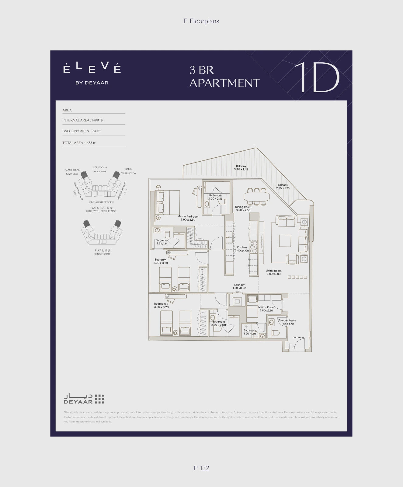 Floor plan for 3 Bedroom – Type 1D