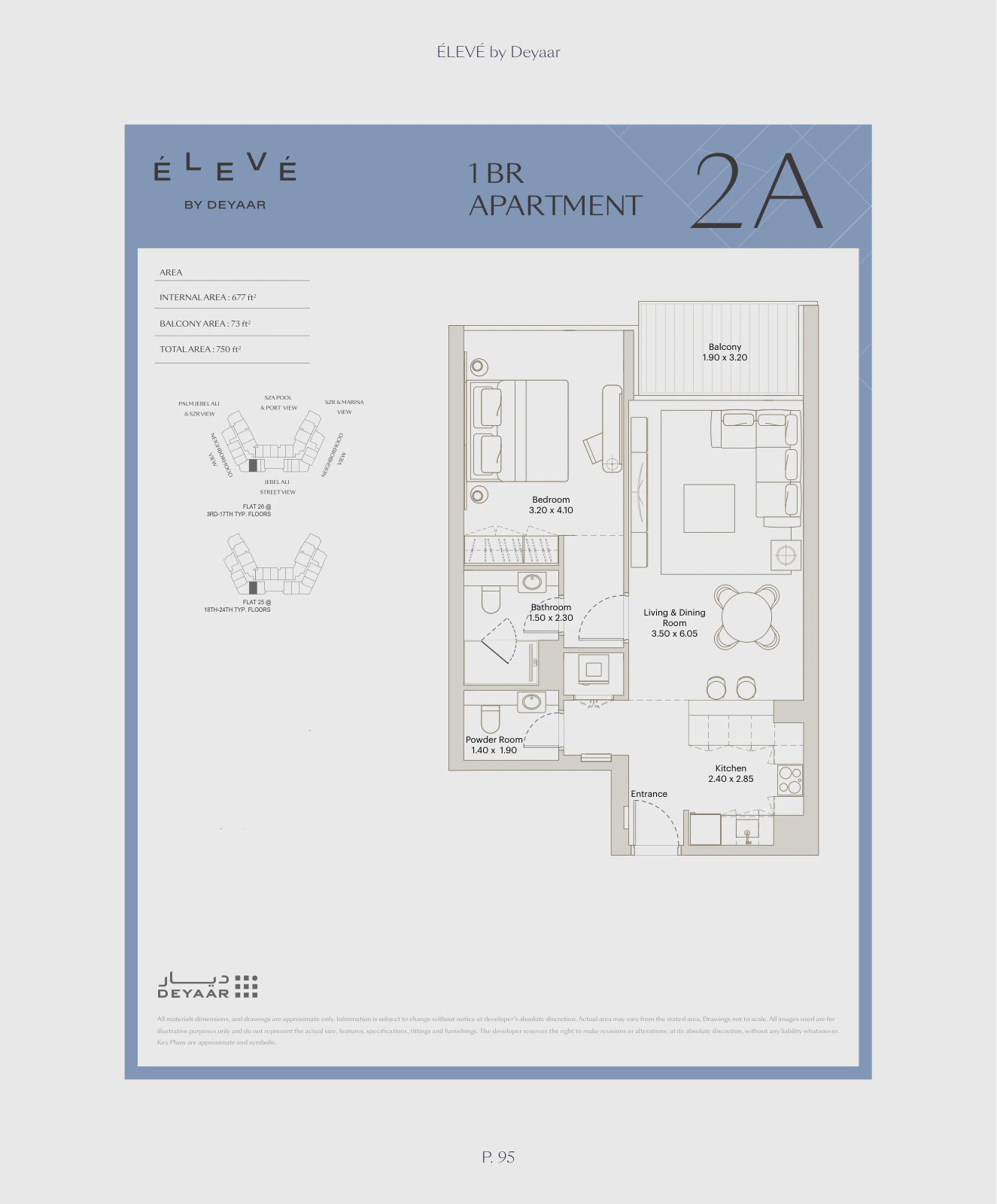 Floor plan for 1 Bedroom – Type 2A
