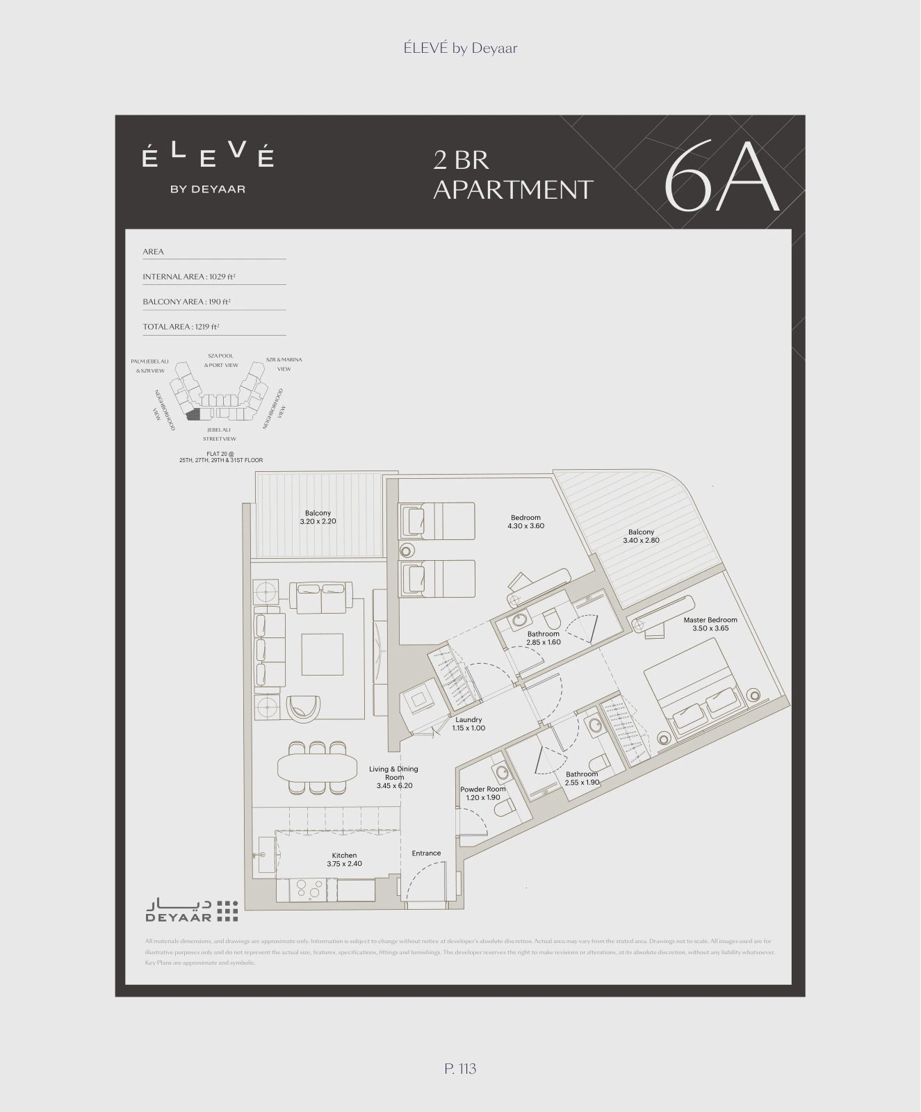 Floor plan for 2 Bedroom – Type 6A