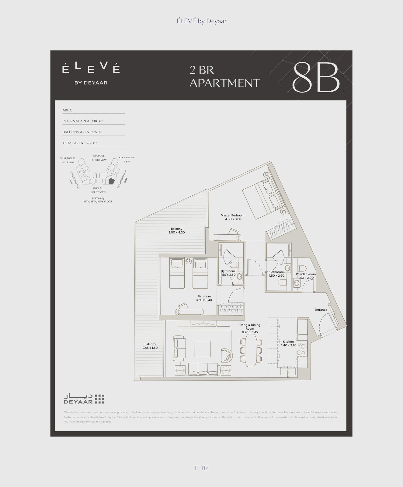 Floor plan for 2 Bedroom – Type 8B