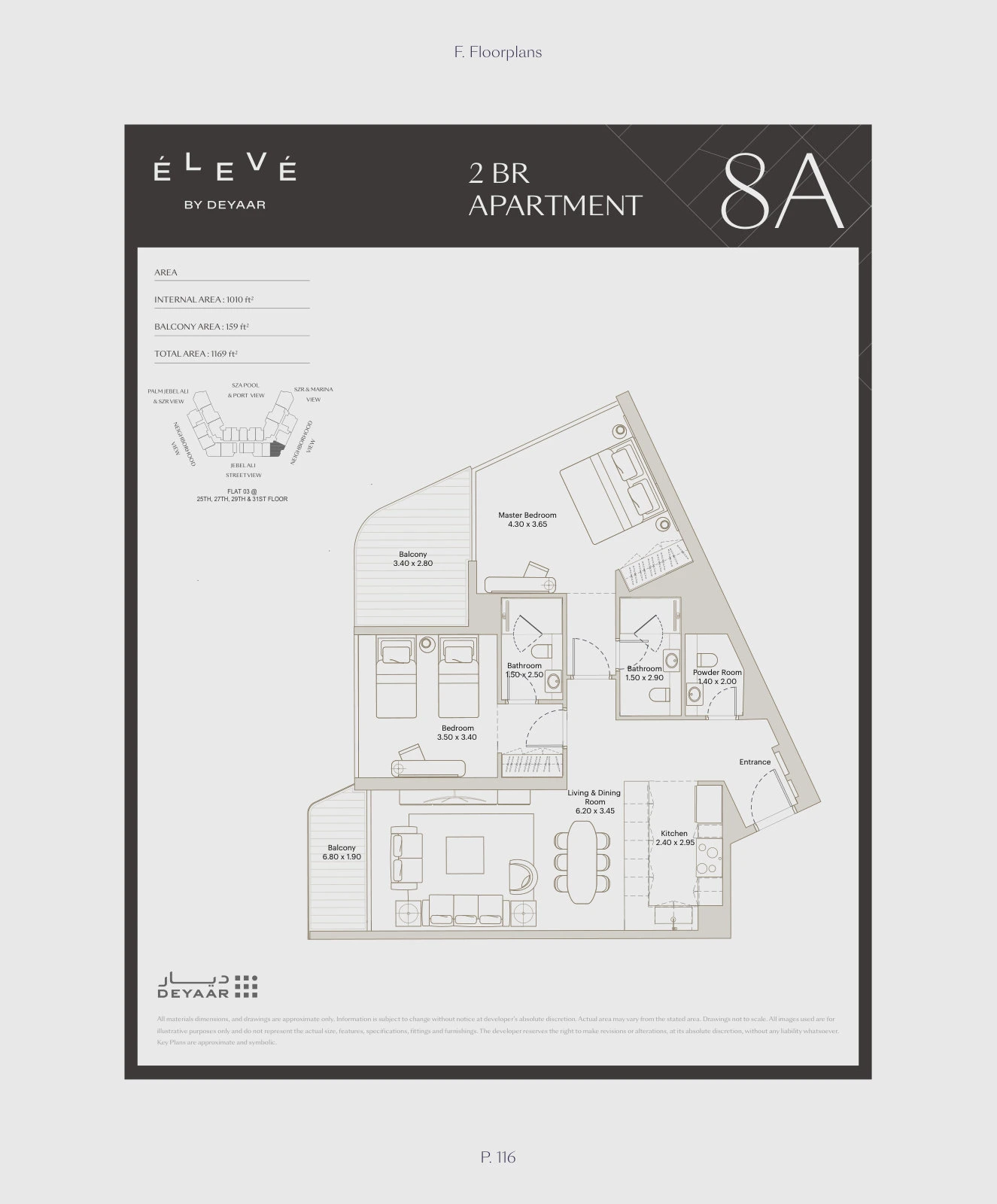 Floor plan for 2 Bedroom – Type 8A