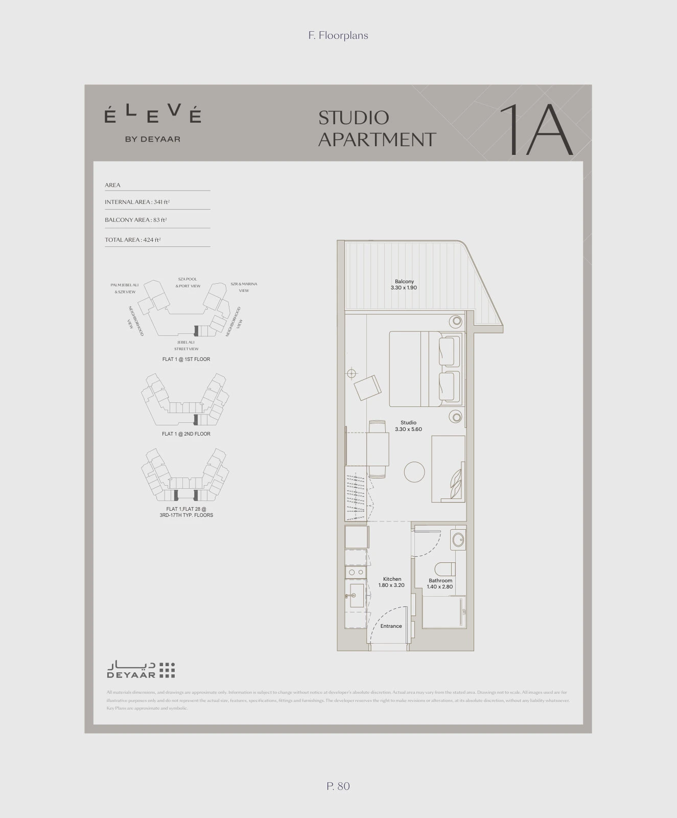 Floor plan for Studio – Type 1A