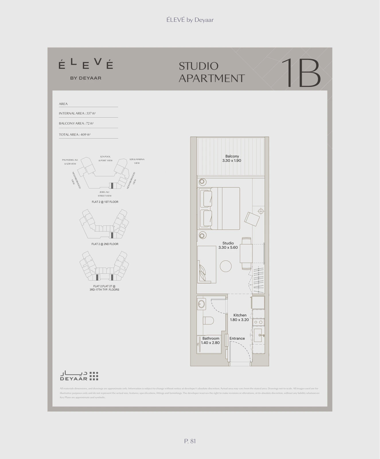 Floor plan for Studio – Type 1B