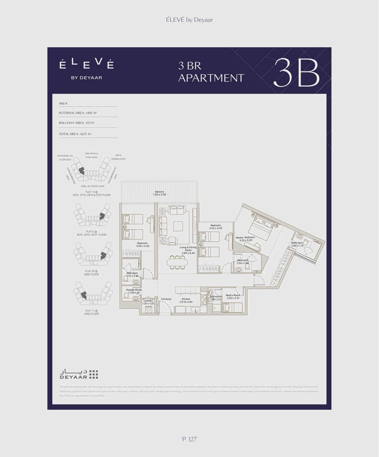 Floor plan for 3 Bedroom – Type 3B