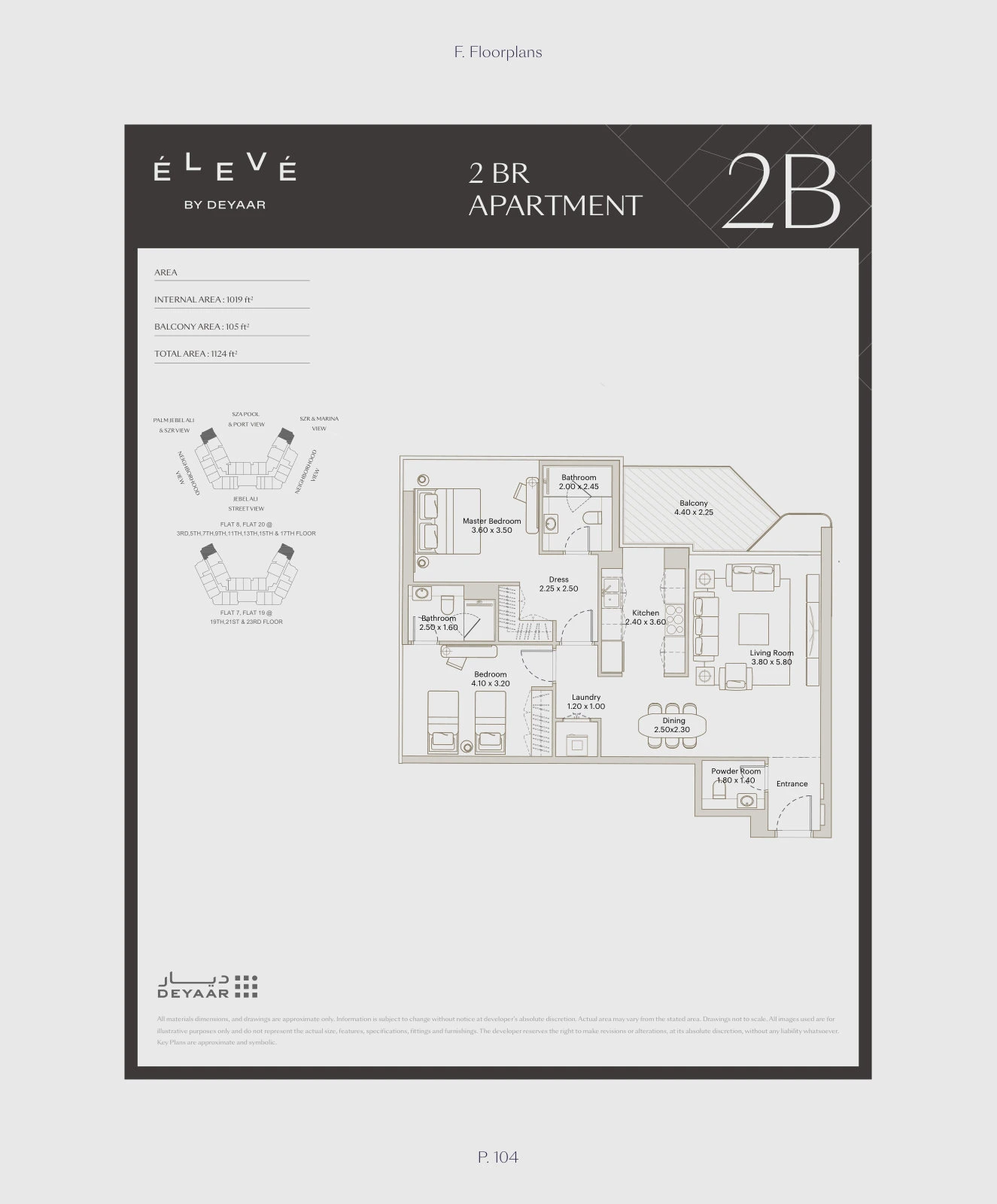 Floor plan for 2 Bedroom – Type 2B