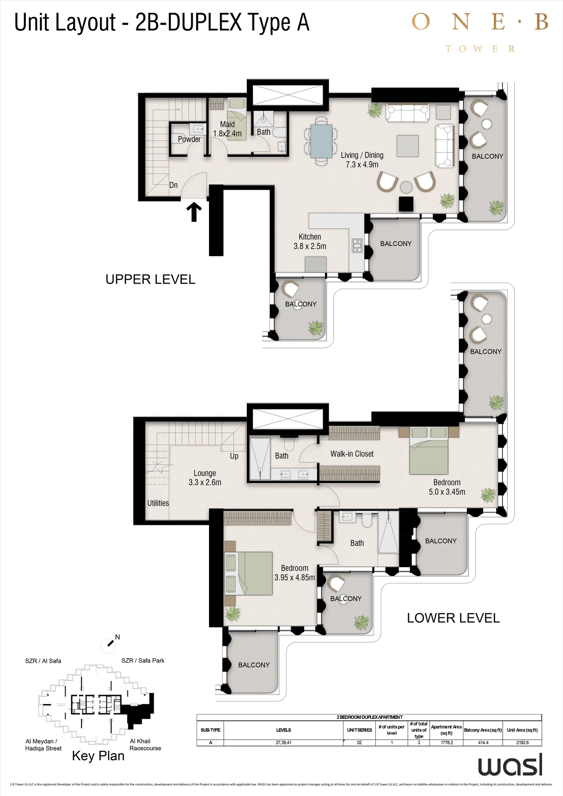 Floor plan for 2 Bedroom Duplex – Type A