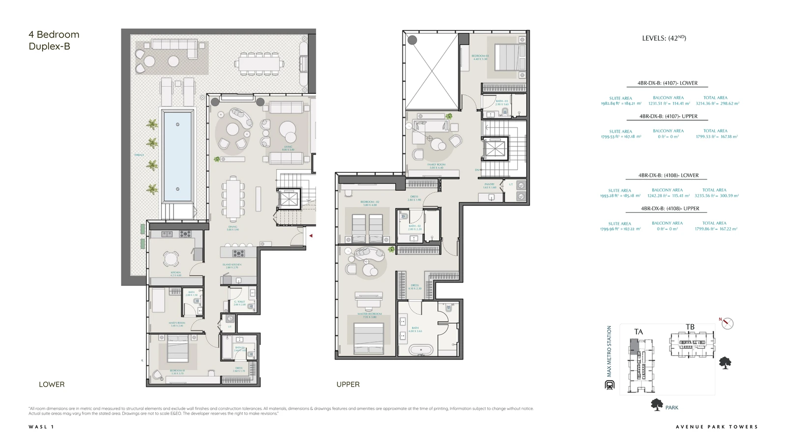 Floor plan for 4 Bedroom + Maid Duplex – Type B