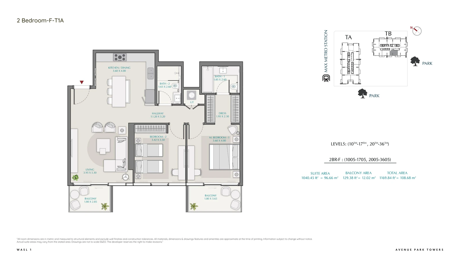 Floor plan for 2 Bedroom – Type F