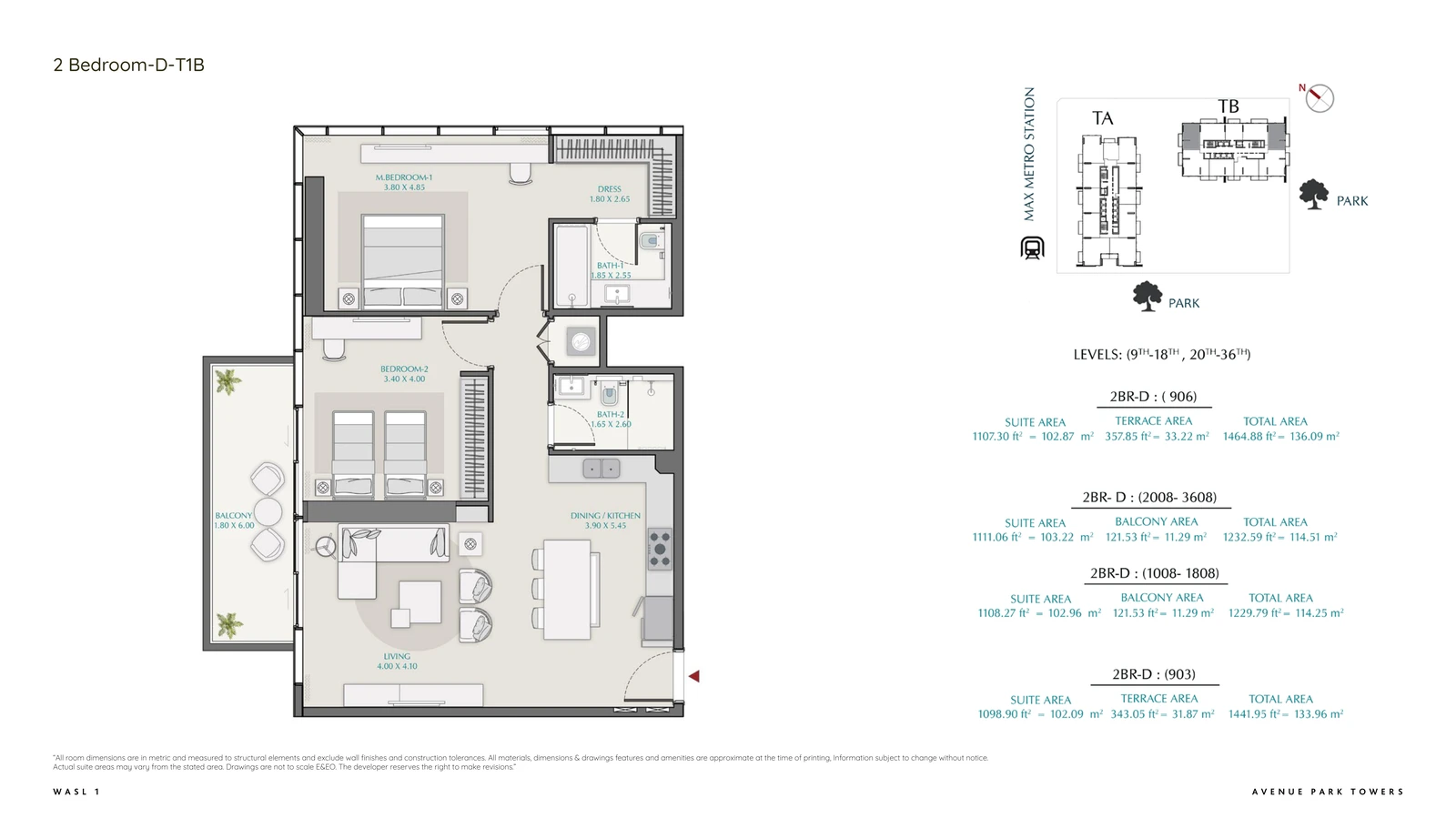Floor plan for 2 Bedroom – Type D