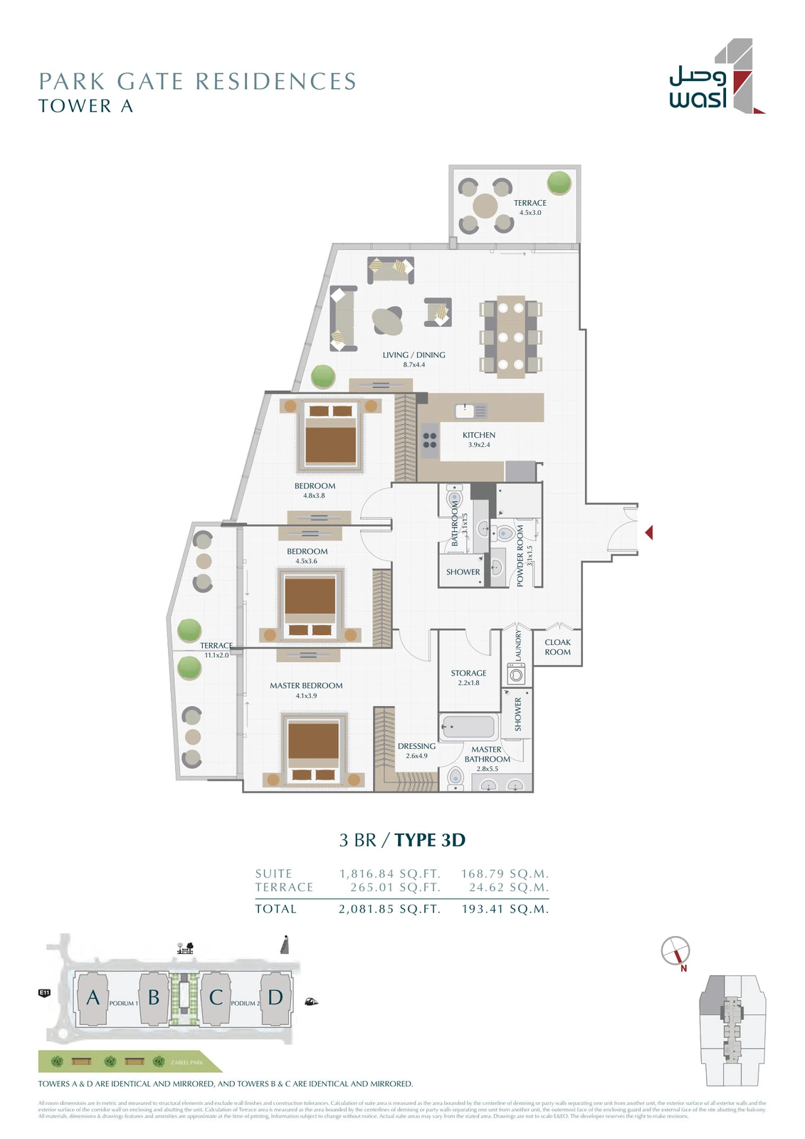 Floor plan for 3 Bedroom – Type 3D