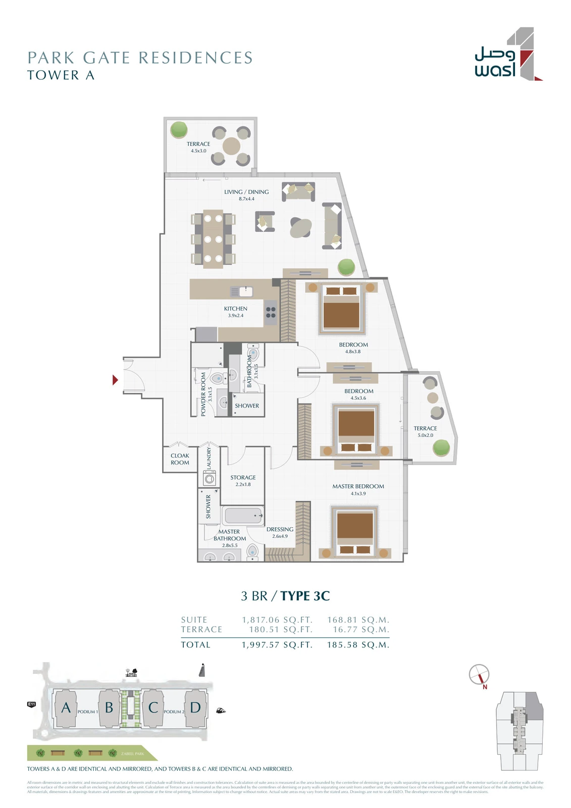 Floor plan for 3 Bedroom – Type 3C