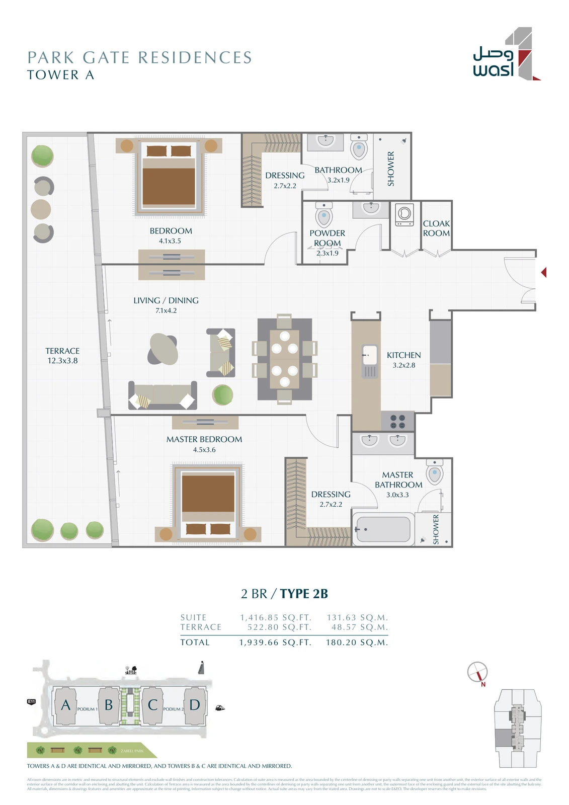 Floor plan for 2 Bedroom – Type 2B