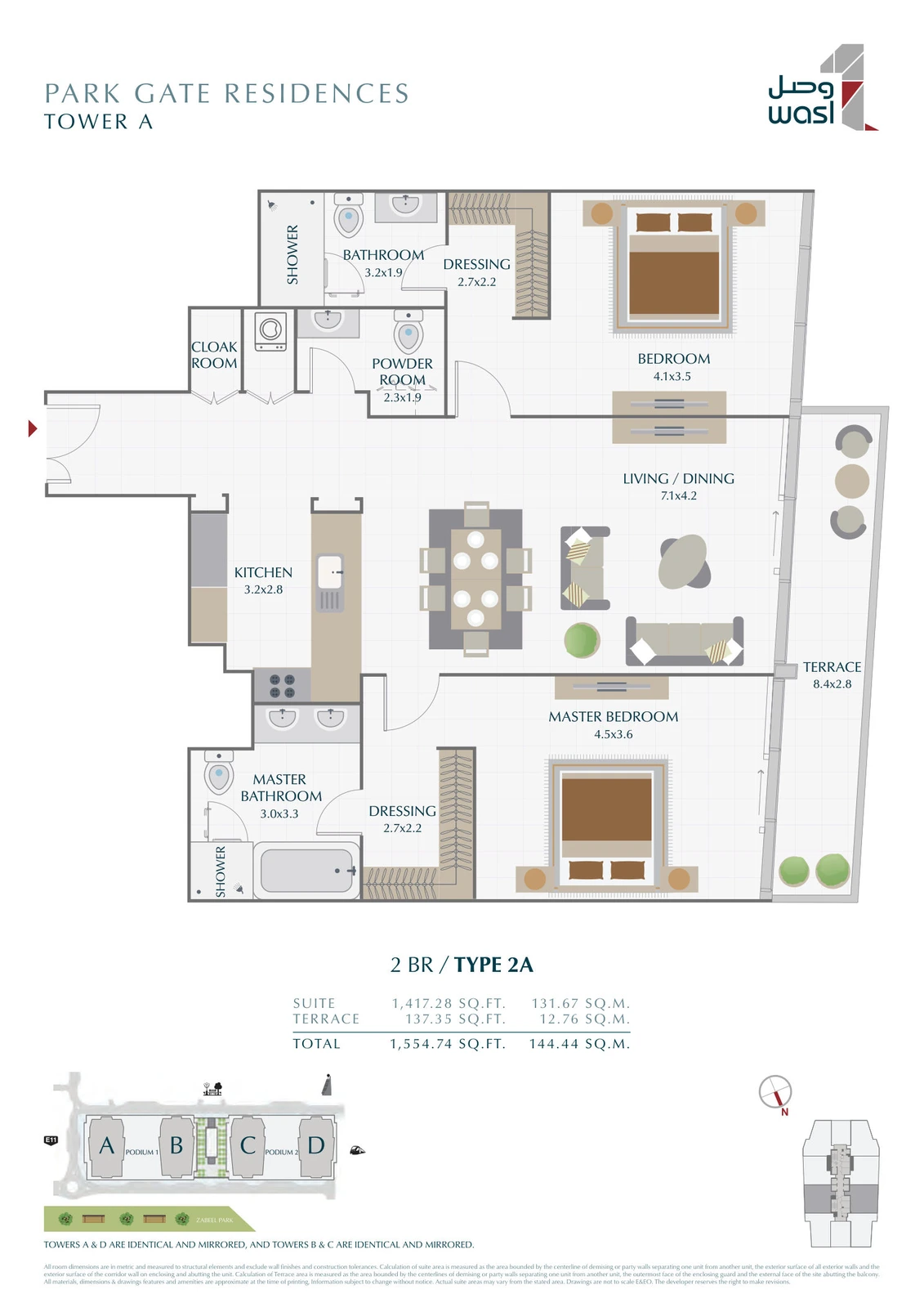 Floor plan for 2 Bedroom – Type 2A