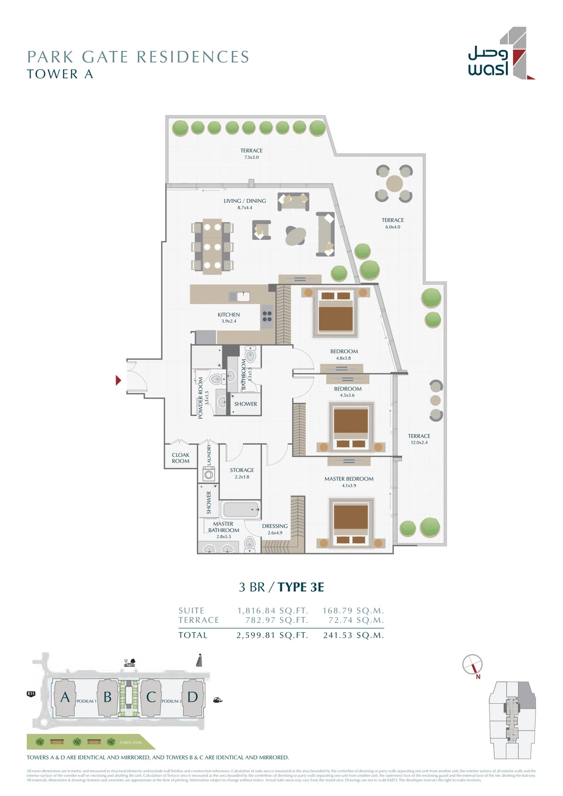 Floor plan for 3 Bedroom – Type 3E