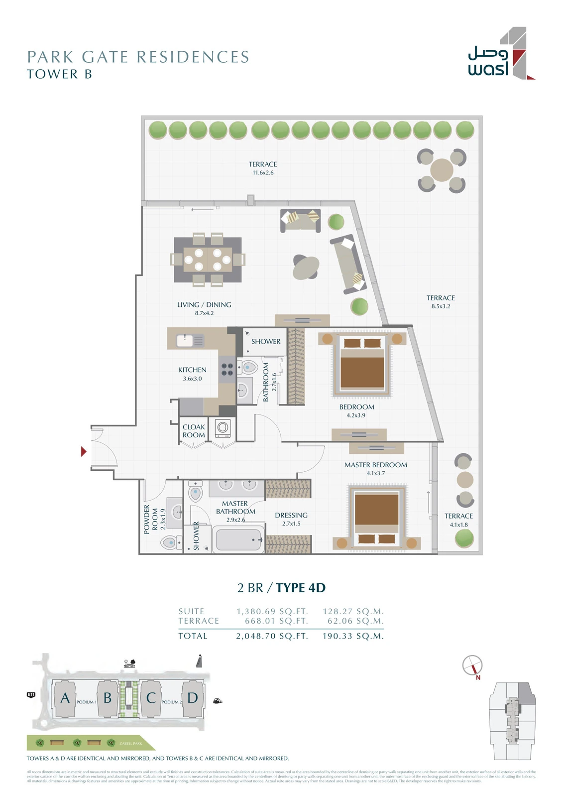 Floor plan for 2 Bedroom – Type 4D