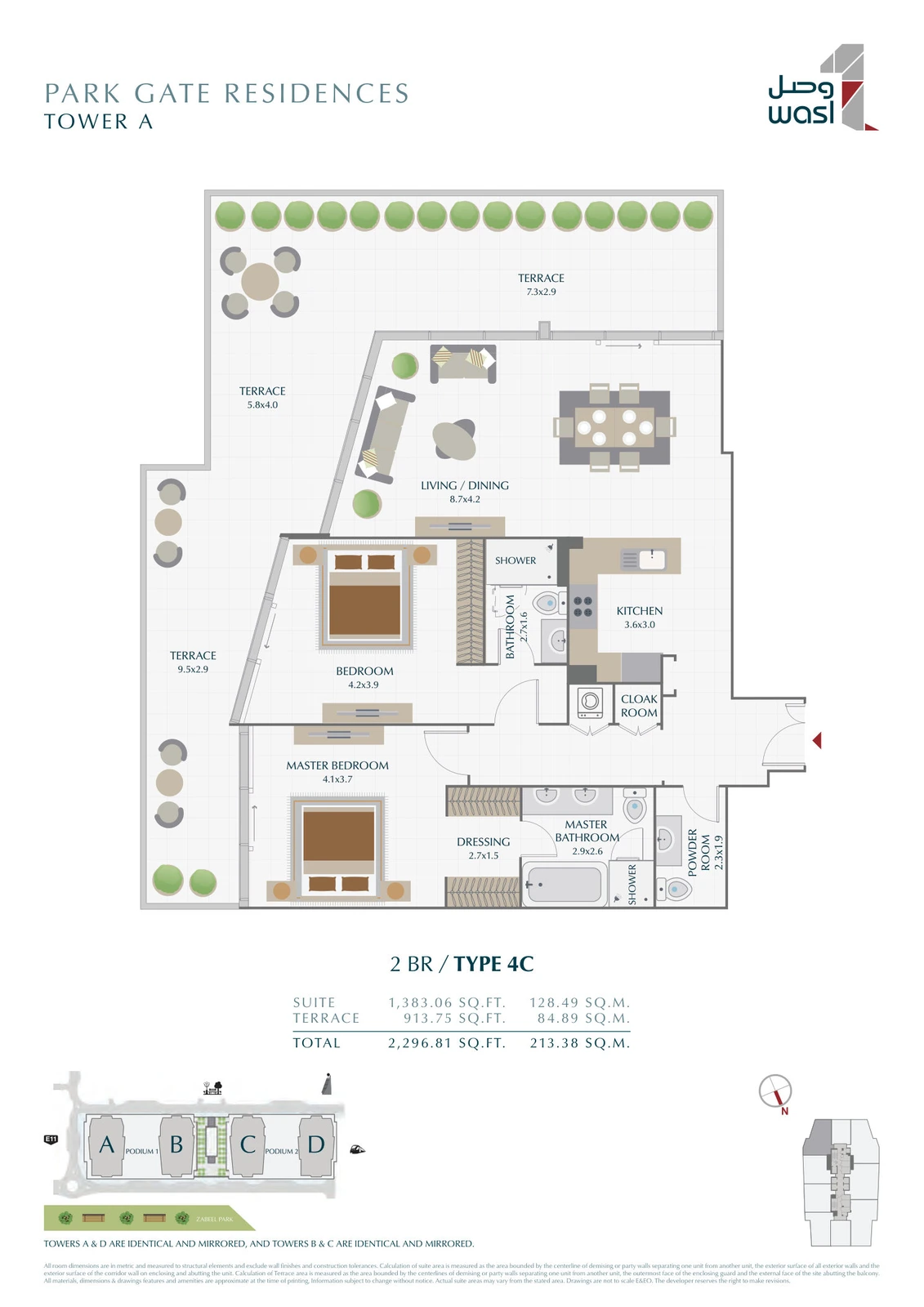 Floor plan for 2 Bedroom – Type 4C