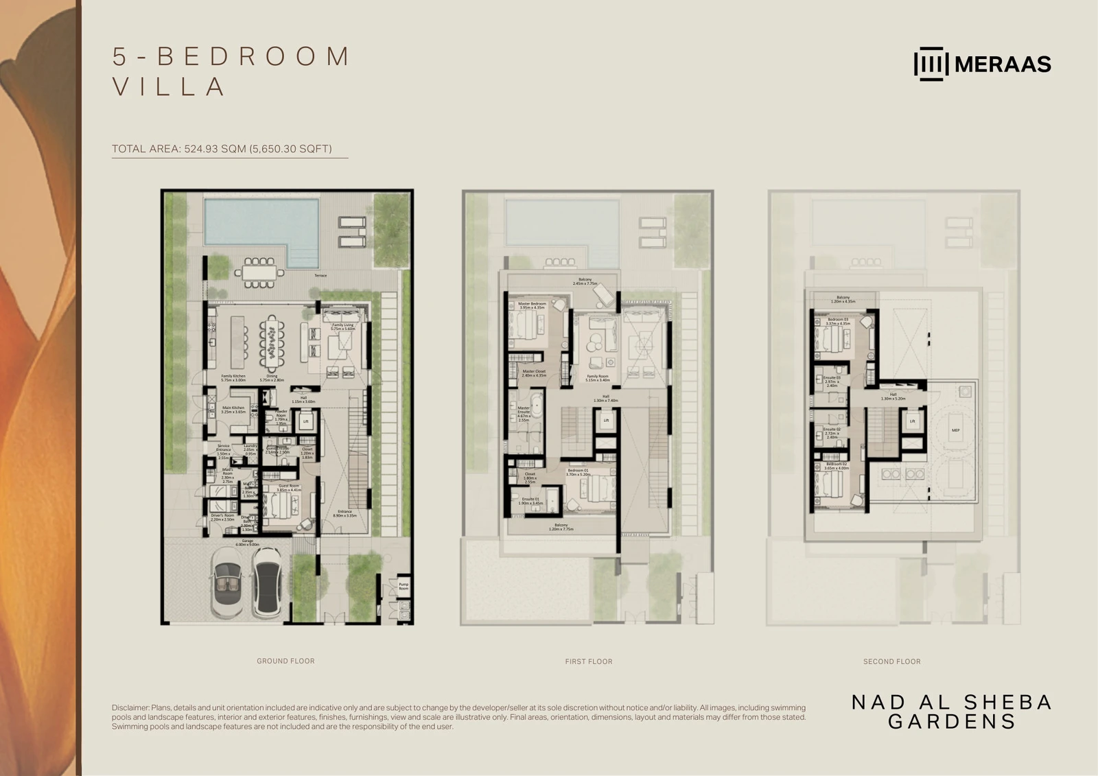Floor plan for 5 Bedroom Villa