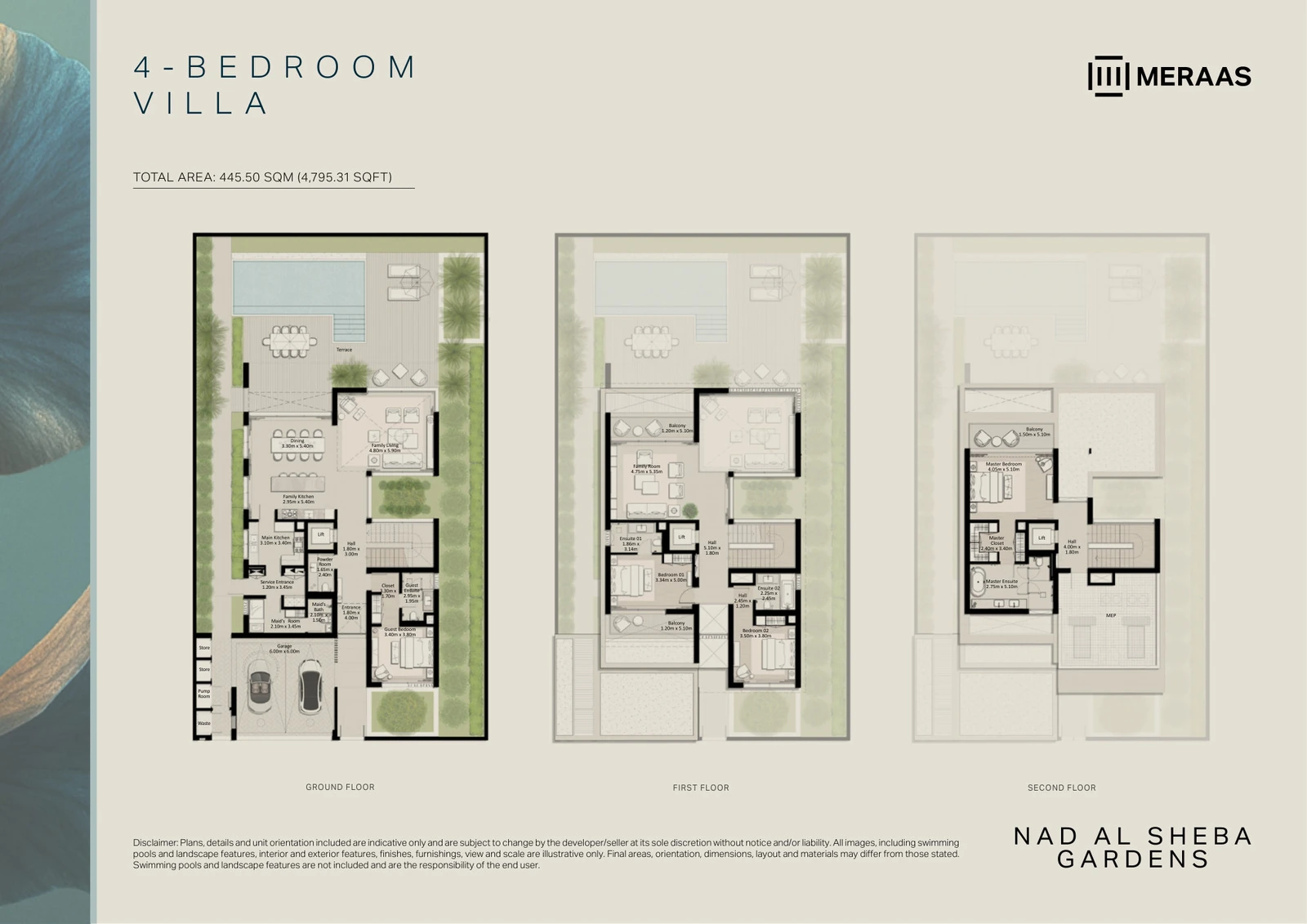 Floor plan for 4 Bedroom Villa