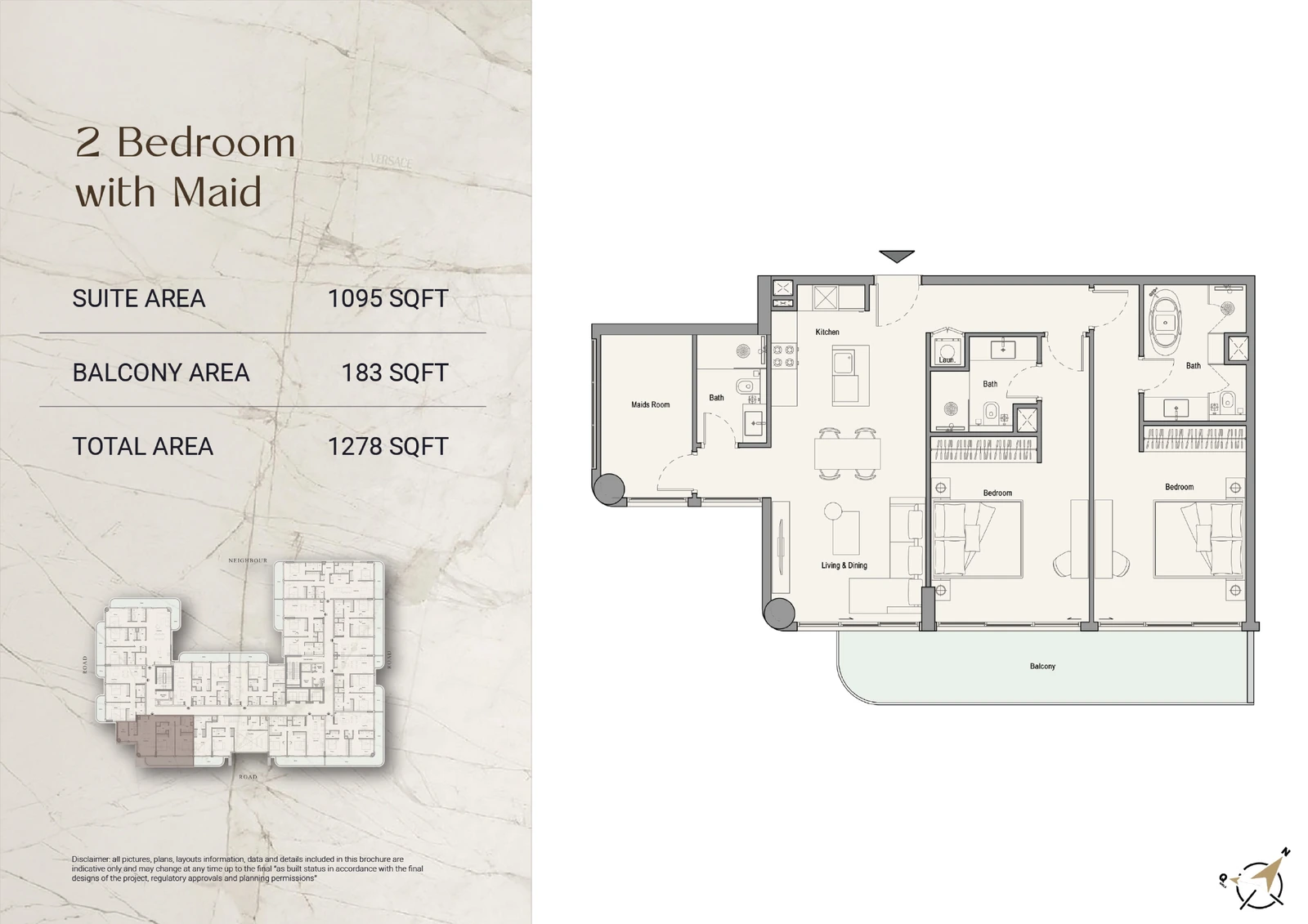 Floor plan for 2 Bedroom with Maid