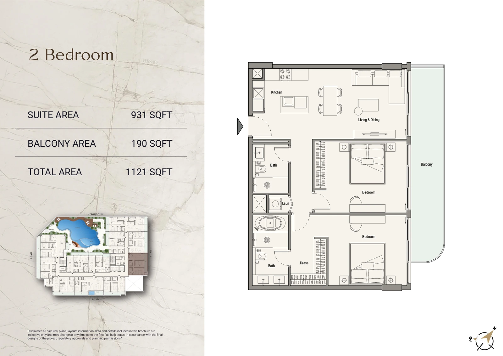 Floor plan for 2 Bedroom